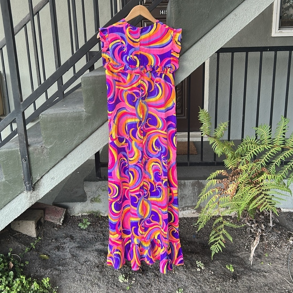 Vintage Liland Of California 1970's Dress Psychedelic Mod 1960's Maxi Dress - Picture 5 of 7